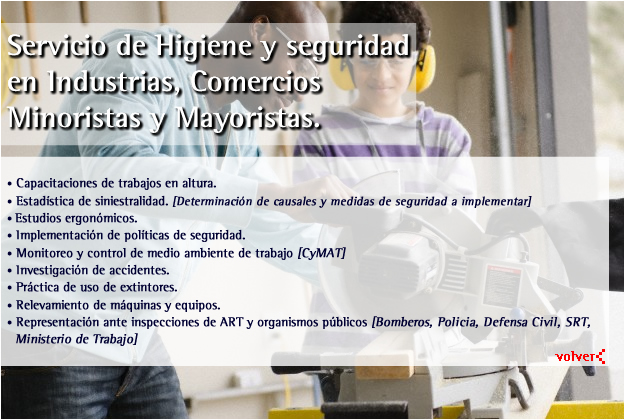 Servicio de Higiene y seguridad en Industrias, Comercios Minoristas y Mayoristas